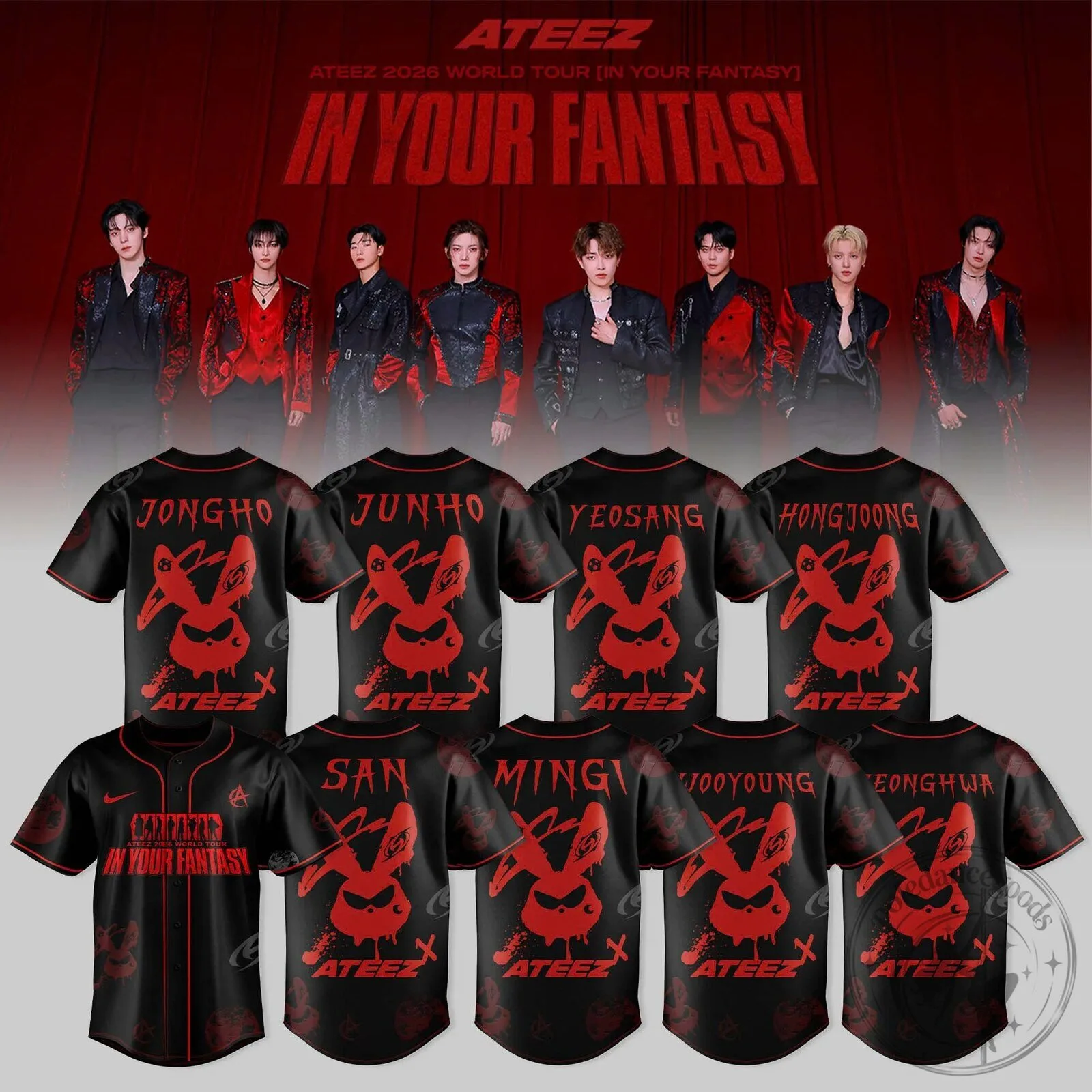 ATEEZ In Your Fantasy World Tour 2026 Baseball Jersey - Pole Dance
